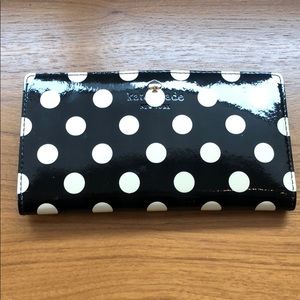 Kate spade black and white polkadot wallet